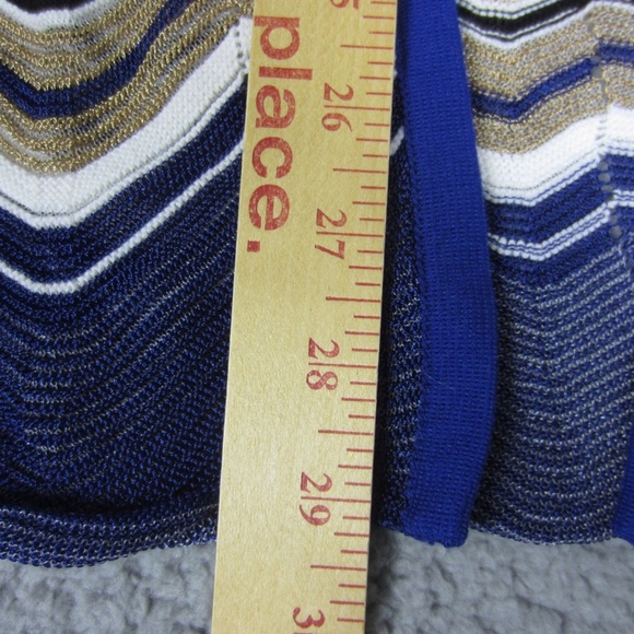 Chico's Travelers Cardigan sweater  size 1 (M) Seafaring Blue Zig Zag Stitch - Picture 11 of 15